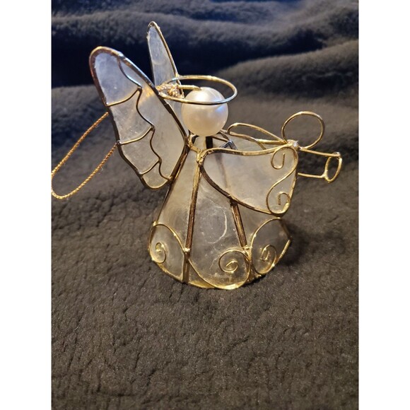 Vintage Capiz Shell Musician Angels Christmas Ornaments 3pc Set - RH#43 - Picture 15 of 16